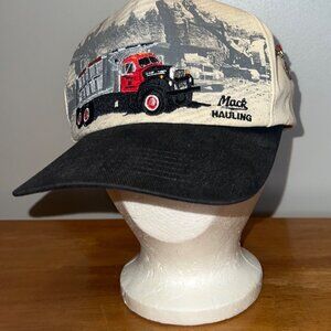 Vintage Mack Truck Hauling Hauler Trucker Hat Cap 8 Pins Snap Back